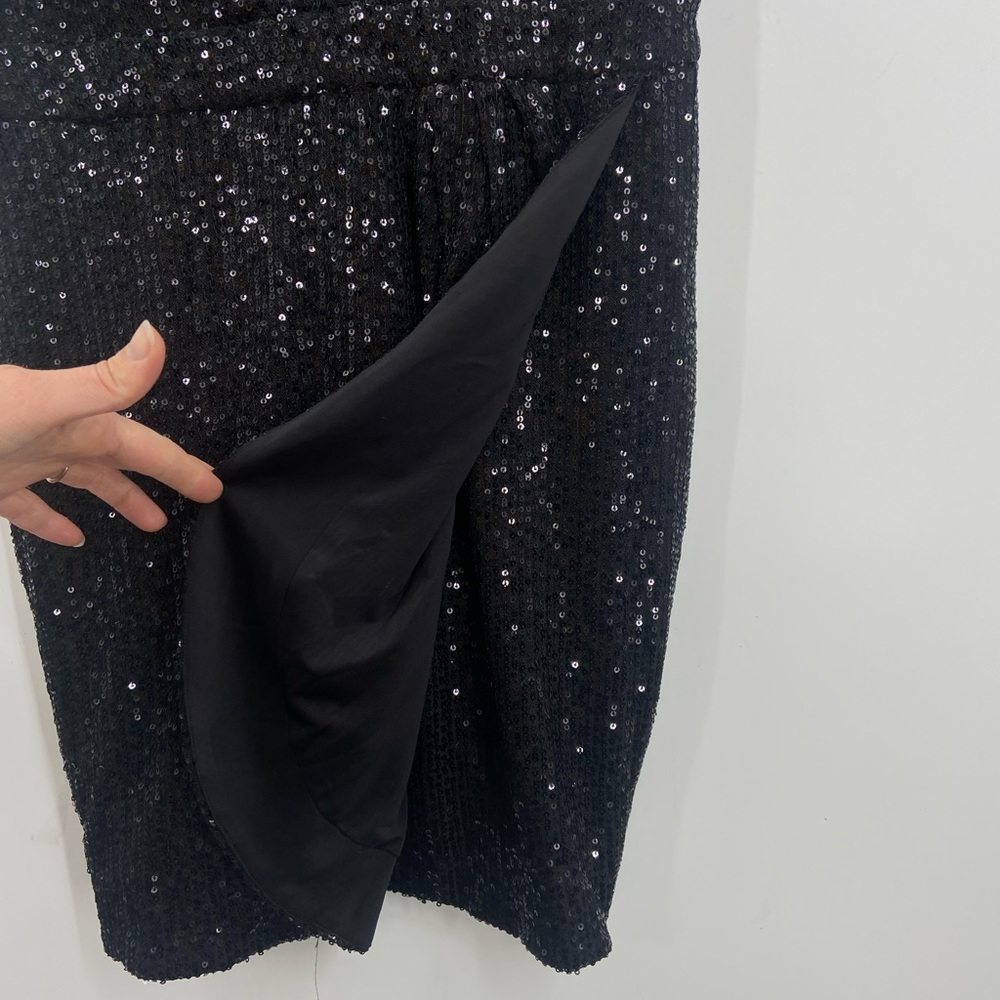 NWT RAMY BROOK Rosalee Plunging Sequin Mini Dress Black 12 - Picture 5 of 12